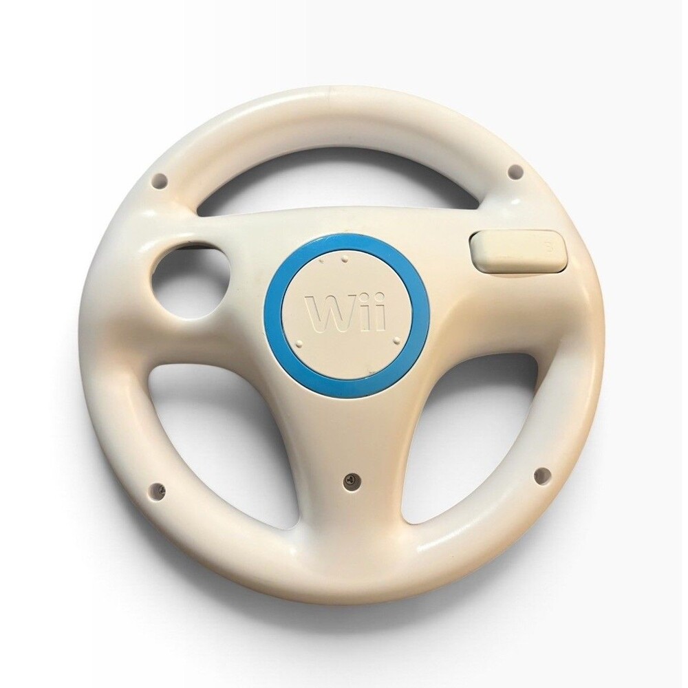 OEM GENUINE NINTENDO WHITE WII WII U MARIO KART STEERING RACING WHEEL RVL-024